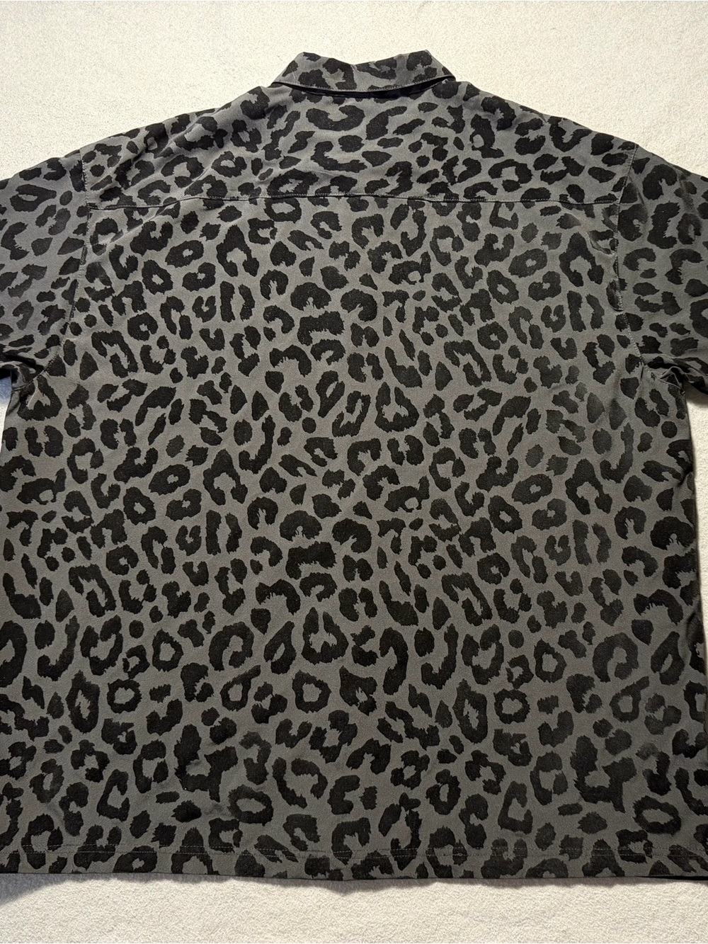 Baroque Gold Animal Print Button Down Shirt Men’s 3XL Gray Black Short Sleeve - Picture 4 of 6